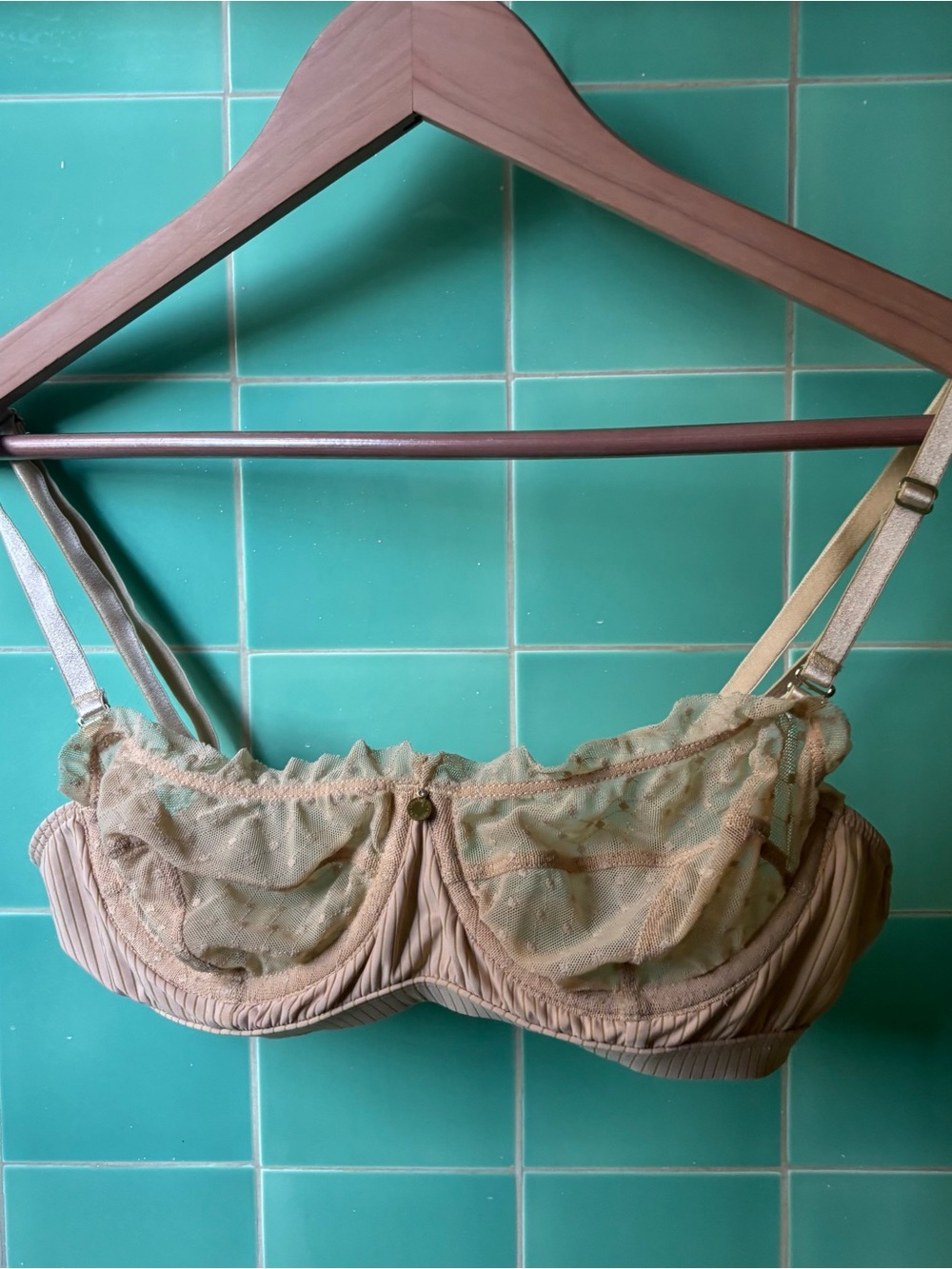 GOOSEBERRY INTIMATES Nude Blaconnete Bra 
Sheer Lace Bralette